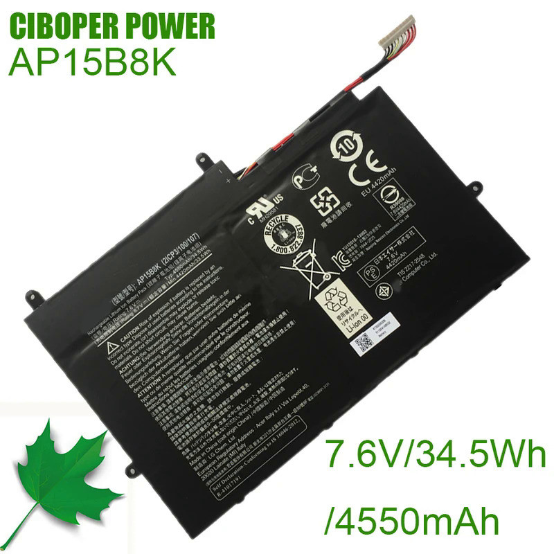 CP Original Laptop Battery AP15B8K 7.6V34.5Wh/4550m For Aspire Switch 11V SW5-173,12S SW7-272P Serie