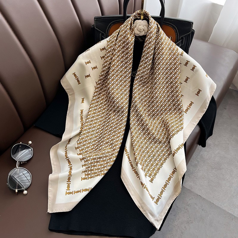 35.4 นิ้ว (90*90 ซม.) Twill เลียนแบบผ้าไหมผ้าพันคอสแควร์ 90x90 ซม.พิมพ์ผู้หญิง Lady ผ้าคลุมไหล่ SF1018-08
