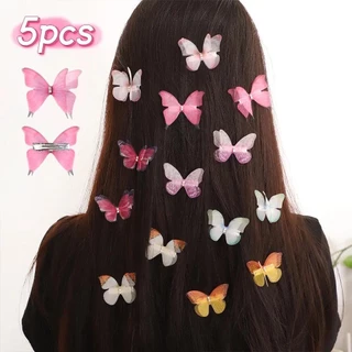 5pcs ใหม่น่ารักเจ้าหญิงตาข่าย Double-layer ผีเสื้อน่ารักสาว Hairpins เด็ก Headwear Hairgrip กิ๊บติดผมอุปกรณ์เสริมผม