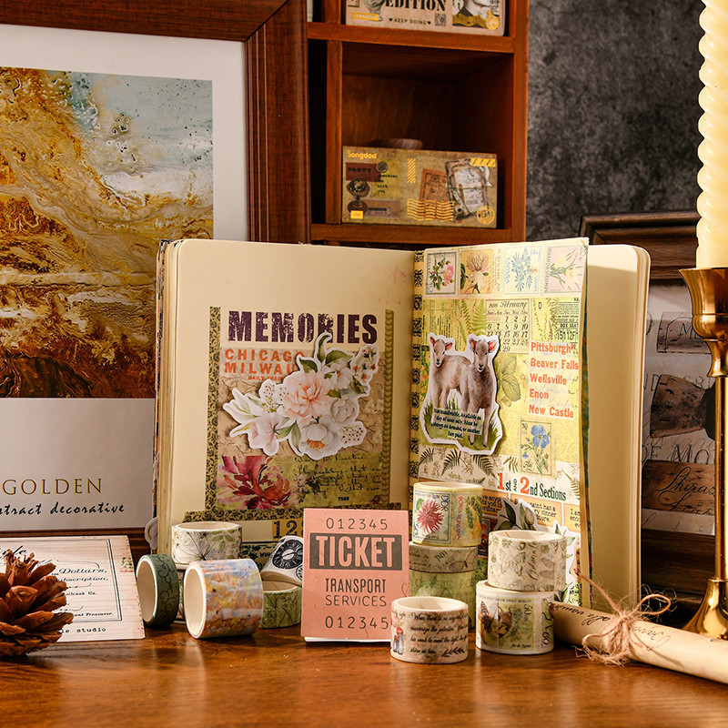 20 ม้วนชนิดบรรจุกล่อง Vinatge วรรณกรรม Series Washi เทปไดอารี่สมุดภาพ Deco DIY สติกเกอร์เทป Masking เทป - รูปที่ 5