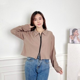 ST - ZEC ZIPPER LIANA / Jiyeon ZIP Up HORNET / ชุดซิปถักแขนยาวอินเทรนด์