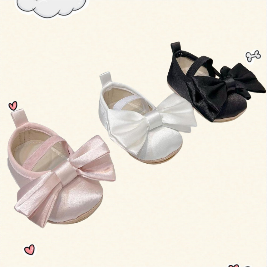 เด็กทารกรองเท้า Soft Sole Flats ชุดเจ้าหญิงรองเท้า PU น่ารักโบว์ Prewalker