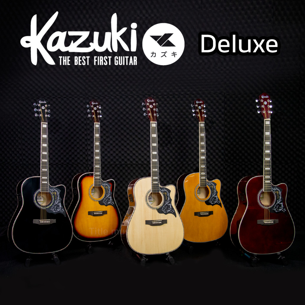 Kazuki DLKZ41C กีตาร์โปร่ง 41 นิ้ว คอเว้า Acoustic Guitar Deluxe ไม้เบสวู้ดทั้งตัว เคลือบเงา