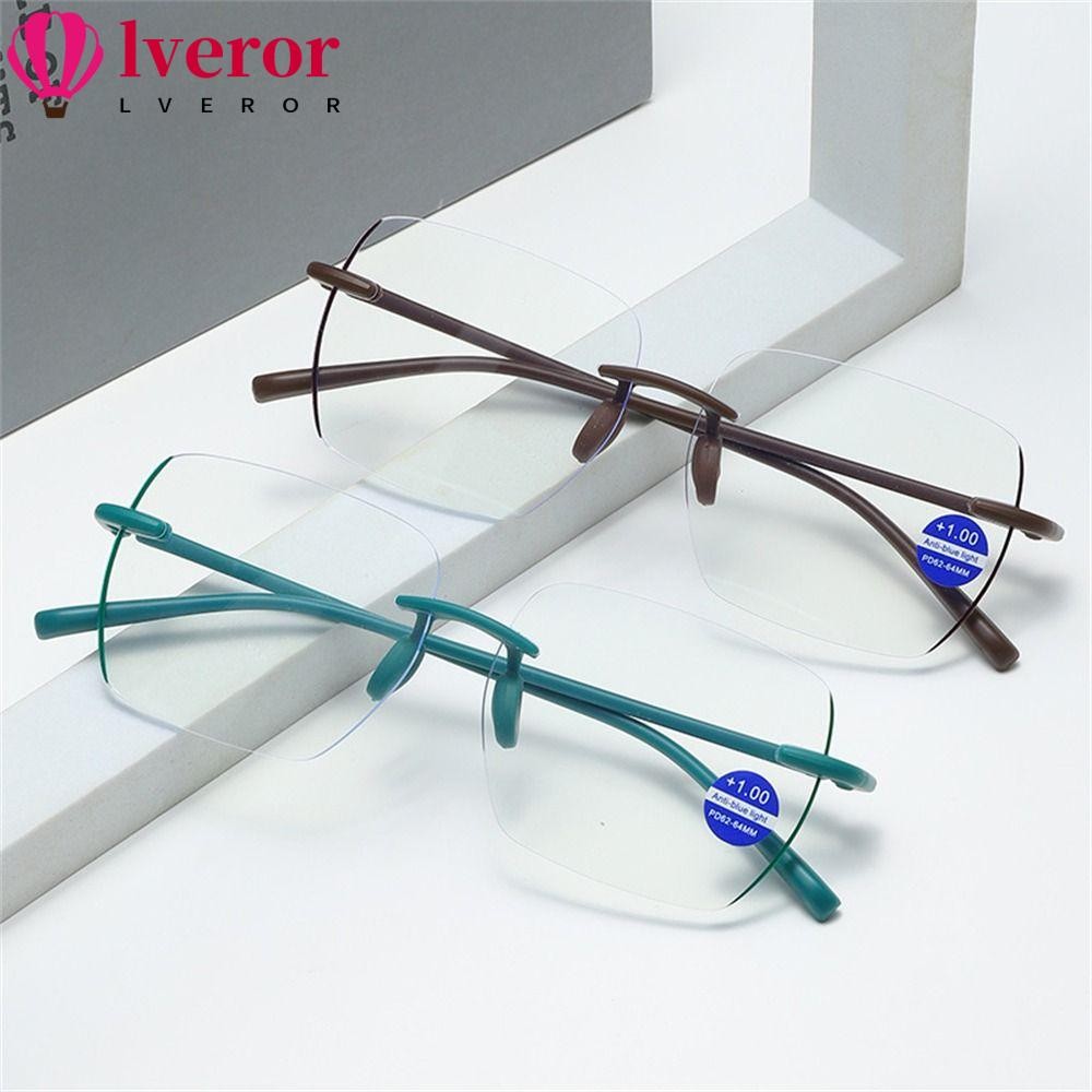 แว่นอ่านหนังสือ LVEROR, แว่นสายตายาวน้ําหนักเบาพิเศษความละเอียดสูง, การดูแลการมองเห็น Anti Blue- Diamond Cut แว่นตาไร้ขอบผู้หญิงผู้ชาย