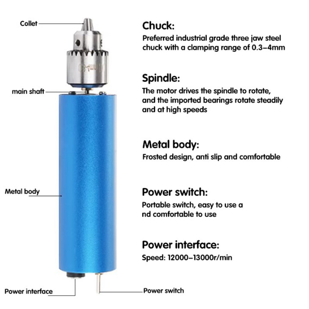 【COD】เครื่องเจียร์ mini สว่านจิ๋วไฟฟ้า 12V-24V 13000RPM ขัด แกะสลัก กำจัดสนิม เจาะ ตัด เครื่องเดียวก็พอ - รูปที่ 4