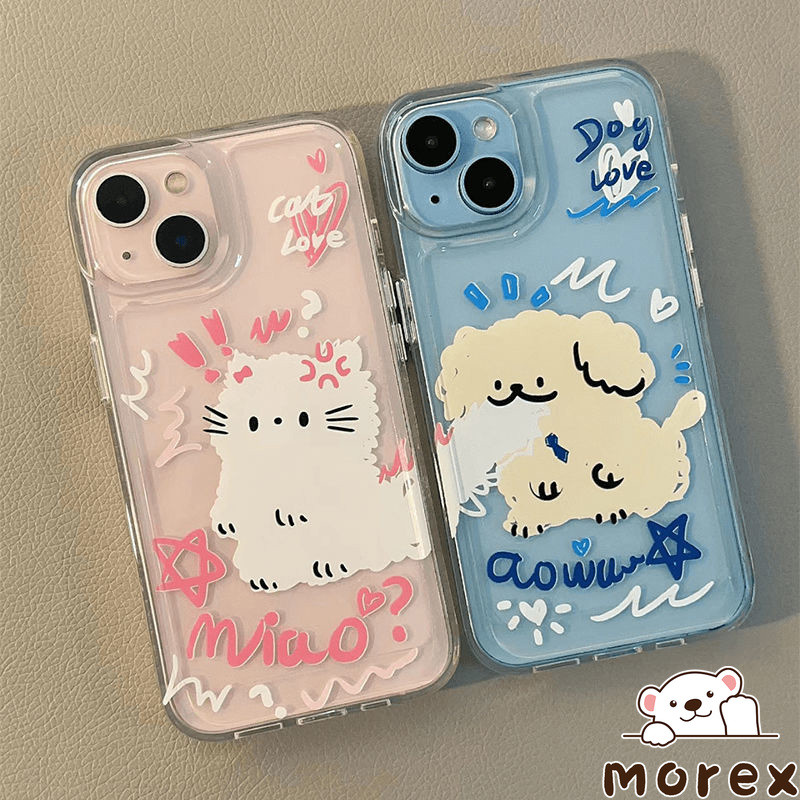 คู่รักลูกแมวน่ารักโปร่งใส เข้ากันได้เคสไอโฟน 11 17 16 air XR 13 15 12 14 Pro Max 11 12 13 15 Pro X XS 6 7 8 Plus SE เคส – โปรปัง