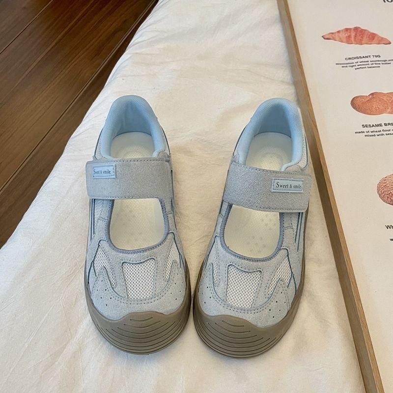 💥Velcro Mary Jane รองเท้าเดี่ยวผู้หญิง 2024 ฤดูใบไม้ร่วงใหม่สไตล์ Breathable ตาข่าย Original รองเท้าแตะ Niche All-Match รองเท้าลําลอง