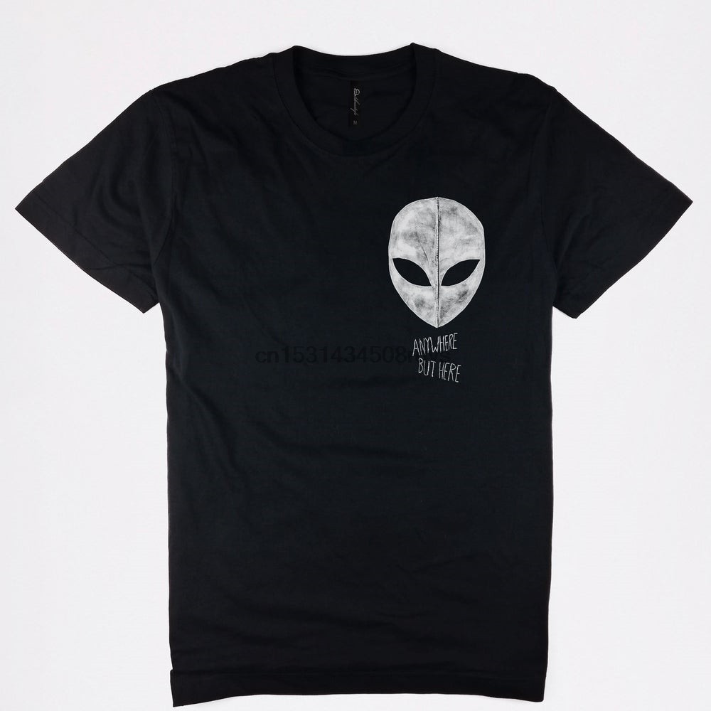 Anywhere But Here Alien face เสื้อยืดสีดํา