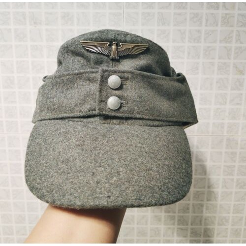 WW2 German M43 Field Wool Cap Hat With German Eagle Cap Badge Pin