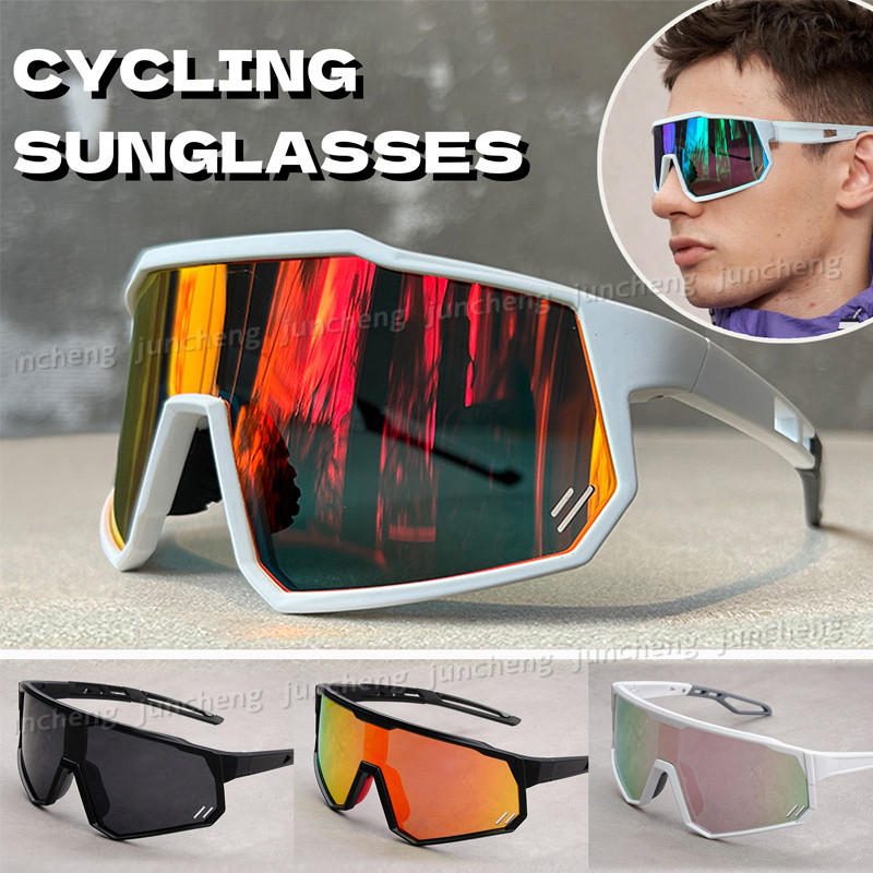 กลางแจ้งใหม่กีฬาขี่จักรยานแว่นกันแดดสําหรับผู้ชายผู้หญิงกรอบขนาดใหญ่วิ่งแว่นกันแดดภูเขาถนนจักรยานเฉดสี ยูวี
