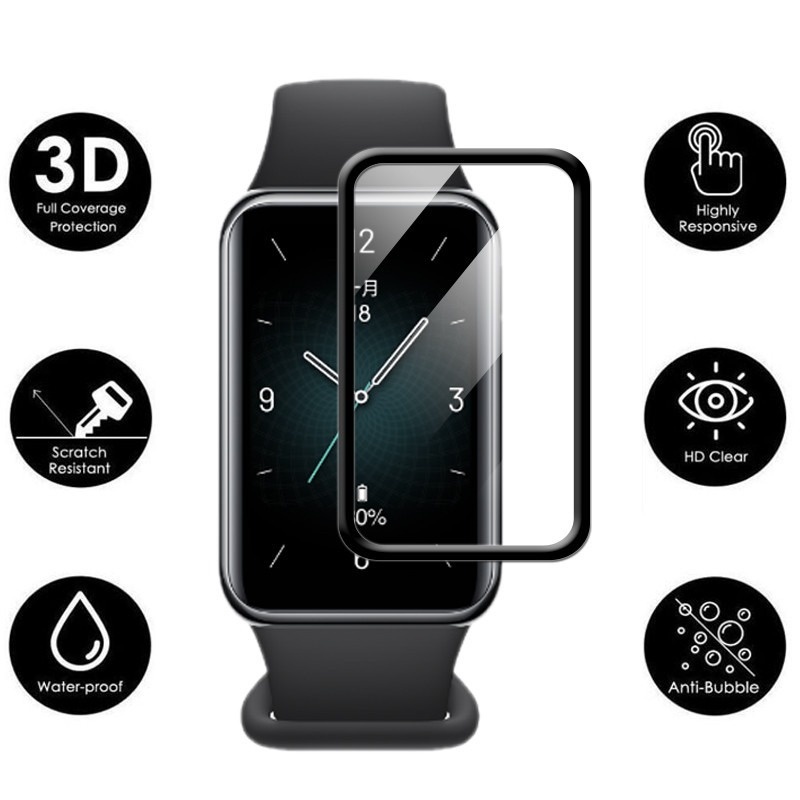 Honor Band4 Band5 1-3Pcs HD โค้งสีดําขอบฟิล์มกระจกนิรภัยสําหรับ Honor Band Choice Magic นาฬิกา ES GS