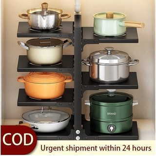 Kitchen rack Versatile Adjustable Kitchen Pan Organizer Under Sink Countertop Stainless Steel Rack