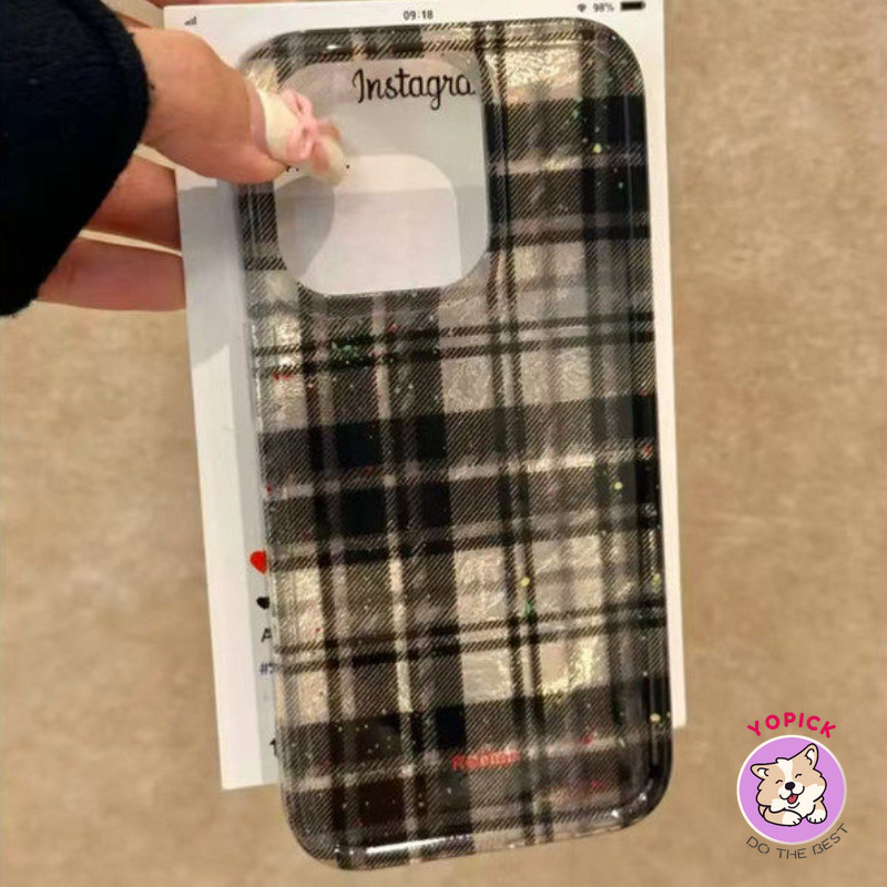 สีดําและสีขาวตรวจสอบเคสโทรศัพท์สําหรับiphone 16 16Plus 11 12mini 13Pro Max 14Plus 15Pro XR XS Max 7 8 Plus SE2020 การ์ตูนฝาครอบโทรศัพท์สําหรับIPhone 16Pro Maxนุ่มสาวเพื่อนรัก
