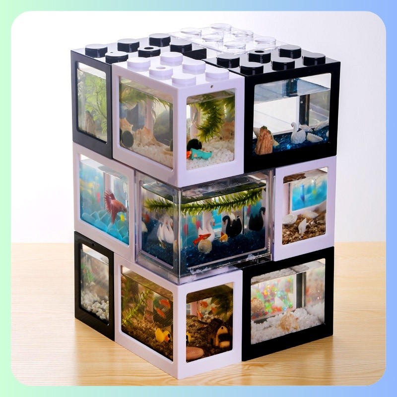✈️สินค้าอยู่ในไทย พร้อมส่ง✈️ตู้ปลาเลโก้ ตู้ปลาขนาดเล็ก โหลปลากัด ขนาด 12x10x8cm.