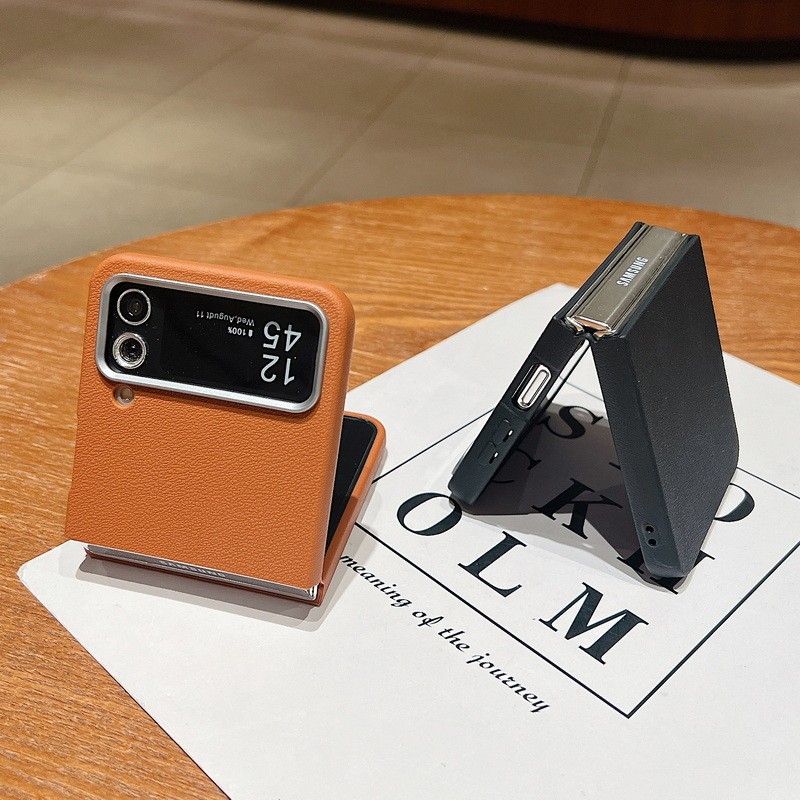 Samsung Galaxy Z Flip6 ZFlip5 ZFlip4 ZFlip3 Monochrome คุณภาพสูง 2-in-1 Soft Edge Flip เคสโทรศัพท์