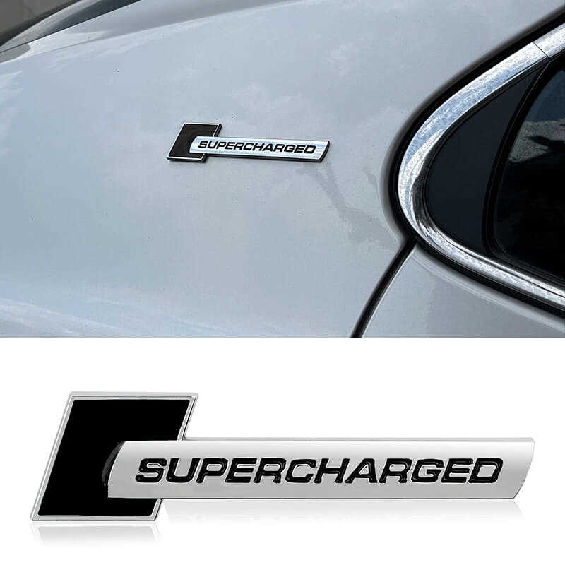 Audi Supercharger โลโก้รถ Supercharged Fender Side Seam Label โลโก้รถโลหะด้านหลังป้ายรถสติกเกอร์การป