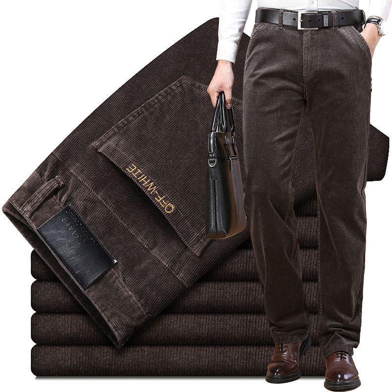 กางเกงวัยรุ่นยืดผ้าลูกฟูกทรงสลิมฟิตกางเกงพักผ่อนทุกคู่กางเกงผู้ชายฤดูหนาวกางเกงผ้าลูกฟูกหนาฤดูหนาวผู้ชาย