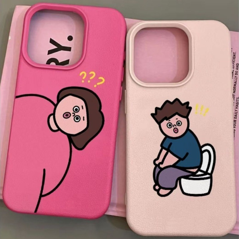 Iphone 16 15 14 13 12 11 Pro Max X XR Max 7 8 Plus INS เคสโทรศัพท์คู่รักน่ารักและตลก ปกอ่อน