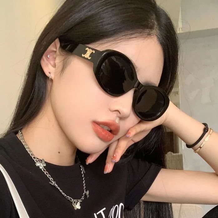 แว่นกันแดดทรงวงรี ไม่จํากัดเพศ เกาหลีย้อนยุค - กรอบน้ําหนักเบาป้องกันรังสียูวีสําหรับขับรถและกลางแจ้งในเมือง