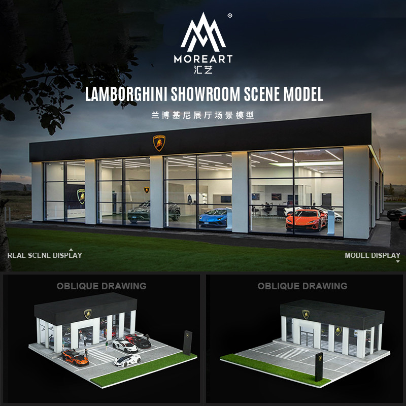 Moreart 1:64 Lamborghini ใหม่ 4S ร้านค้ารถโชว์รูมฉากแสง