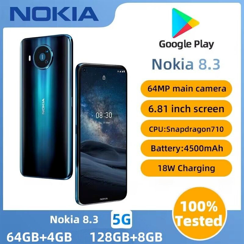 Nokia 8.3 64GB 128GB 5G การรับรอง Zeiss Global Version Dual SIM สมาร์ทโฟน Android