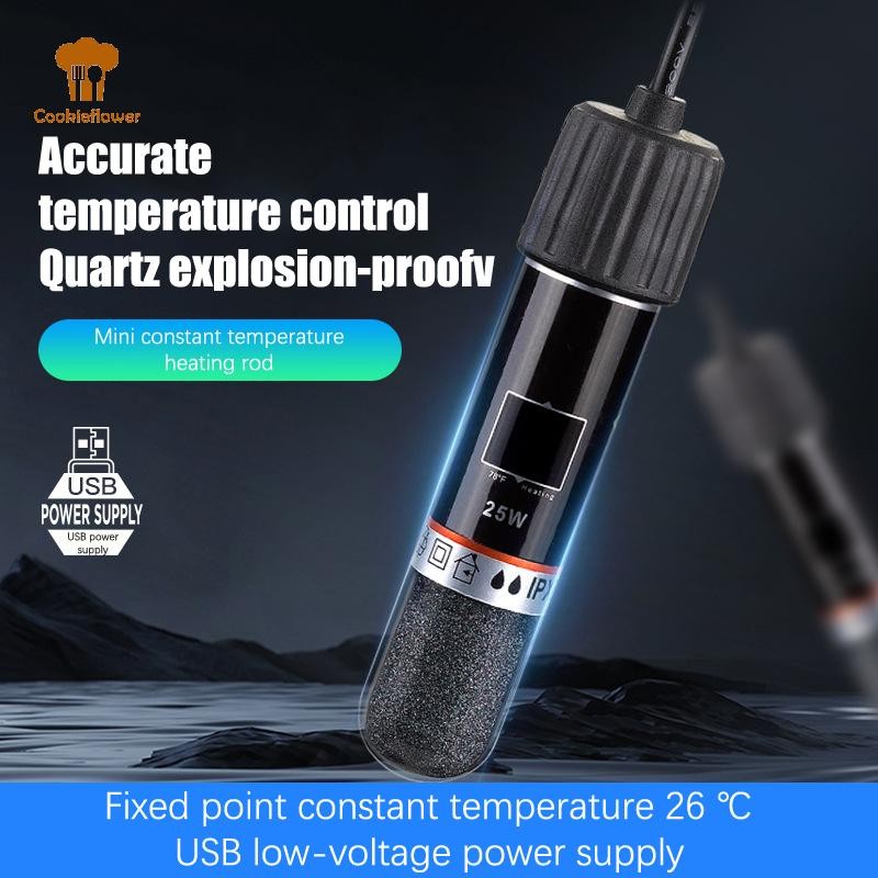 Ckfr USB Mini Aquarium Heag Rod สําหรับปลาเล็ก 26°C เครื่องทําความร้อนตู้ปลาอุณหภูมิคงที่ Submersible Thermostat Heater 10W ใหม่