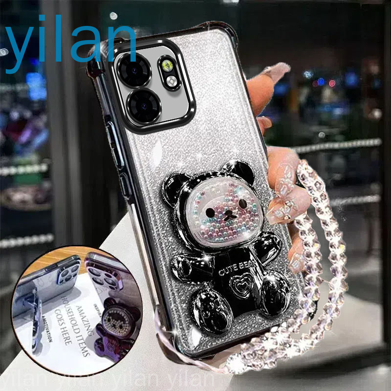 เคสโทรศัพท์กันกระแทกสําหรับ infinix Smart 9 Hot 50i X6532 X6531 Smart9 Hot50i NFC สี่มุม anti drop น่ารัก 3D สีสันสดใสผู้ถือหมีวงเล็บเปลือกสร้อยข้อมือคริสตัลกรณีนุ่ม - รูปที่ 2