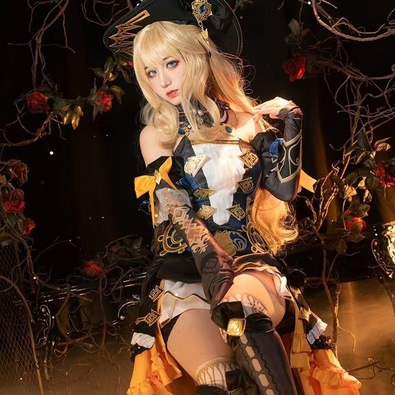 Yuanshen Cosplay เสื้อผ้า Navia สตรี อะนิเมะเกม Fengdan Thorn Rose President