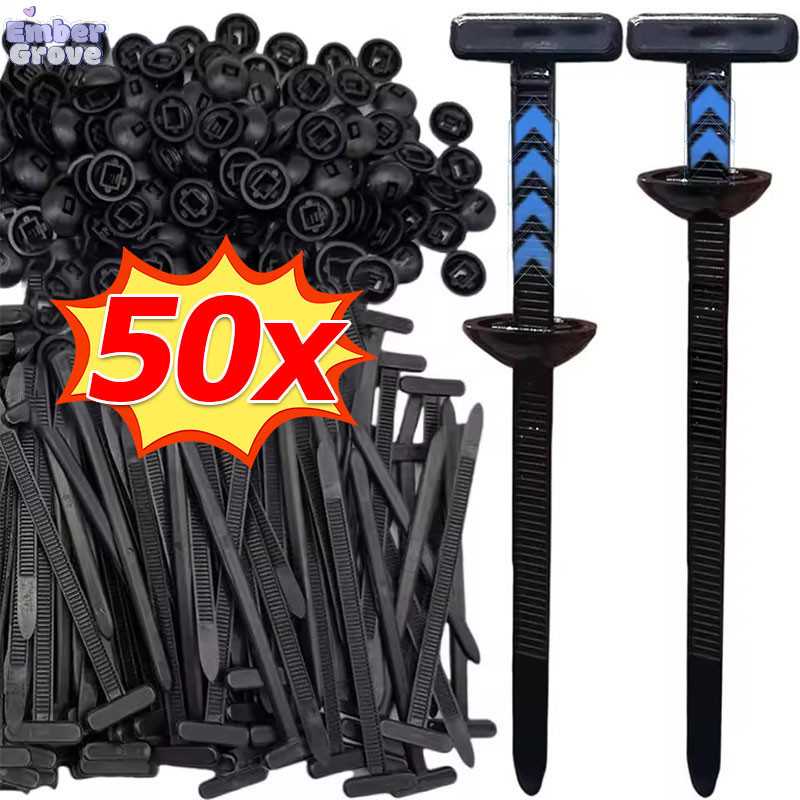 10/30/50Sets Self-Locking Nylon Cable Ties Buckle / Heavy Duty Car Quick Repair Fixed Strap Fastener