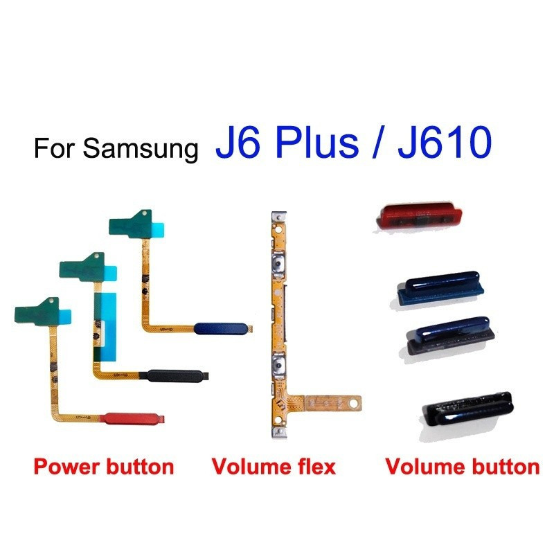 สําหรับ Samsung Galaxy J6 Plus J610 เซ็นเซอร์ลายนิ้วมือปุ่มสวิทช์ควบคุมระดับเสียงปุ่มปุ่ม Flex Cable