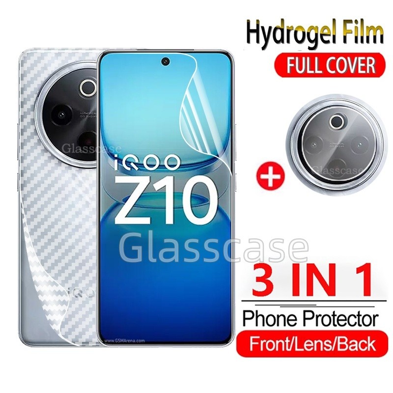 3 In 1 ด้านหน้ากลับ Soft Hydrogel ฟิล์มสําหรับ Vivo iQOO Z10 X Turbo Pro Z10X Z10TurboPro iQOOZ10 Soft Hydrogel ฟิล์มหน้าจอเต็มครอบคลุมฟิล์มด้านหน้ากล้องกลับเลนส์