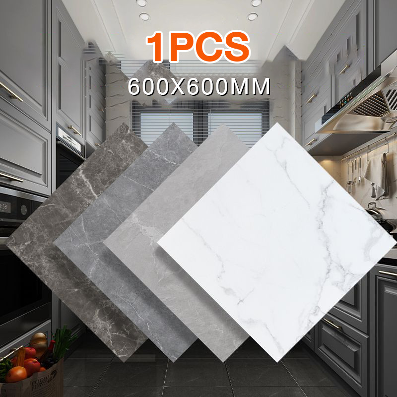 กระเบื้องยางลายหินอ่อน 60X60CM กระเบื้องยาง กันรอยขีดข่วนและทนทาน แผ่นปูพื้น PVC ปูพื้นห้องนอน ทำความสะอาดง่าย