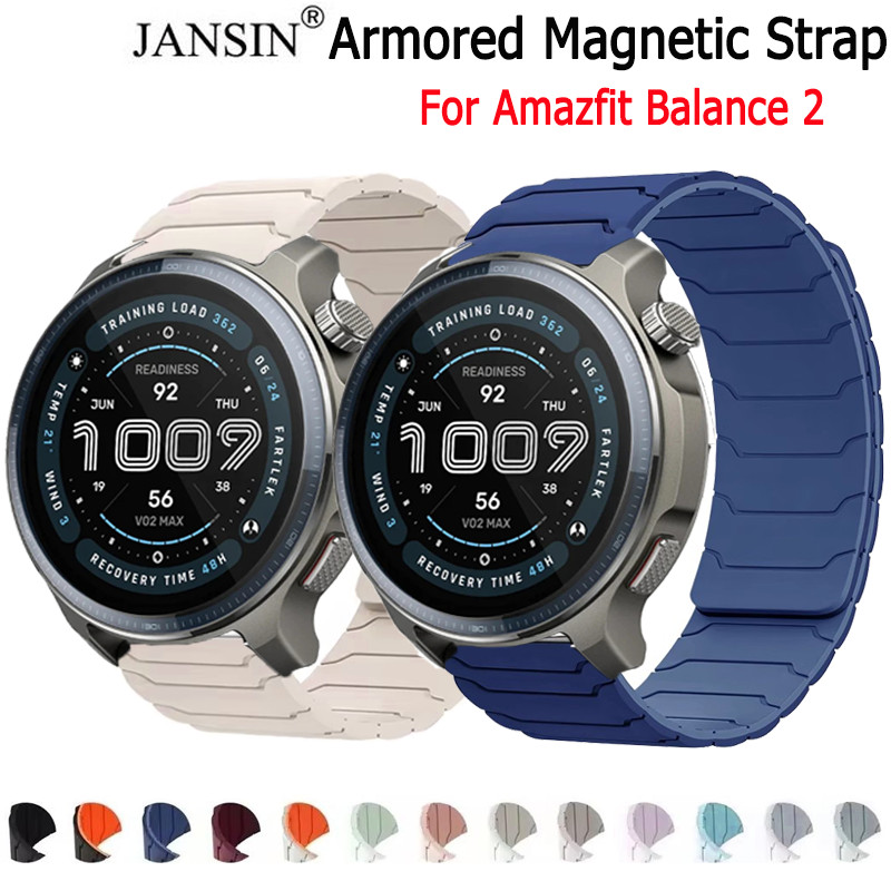 สายรัดซิลิโคนสวมเร็วสําหรับ Amazfit Balance 2 สายรัดข้อมือแม่เหล็กสร้อยข้อมือ