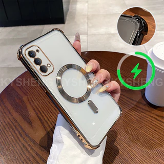 เคสสําหรับ OPPO Reno 4 5 5k เคสโทรศัพท์ซิลิโคน TPU พร้อมการชาร์จแม่เหล็กและสี่มุมป้องกันการตกเปลือกนิ่มโปร่งใส 009