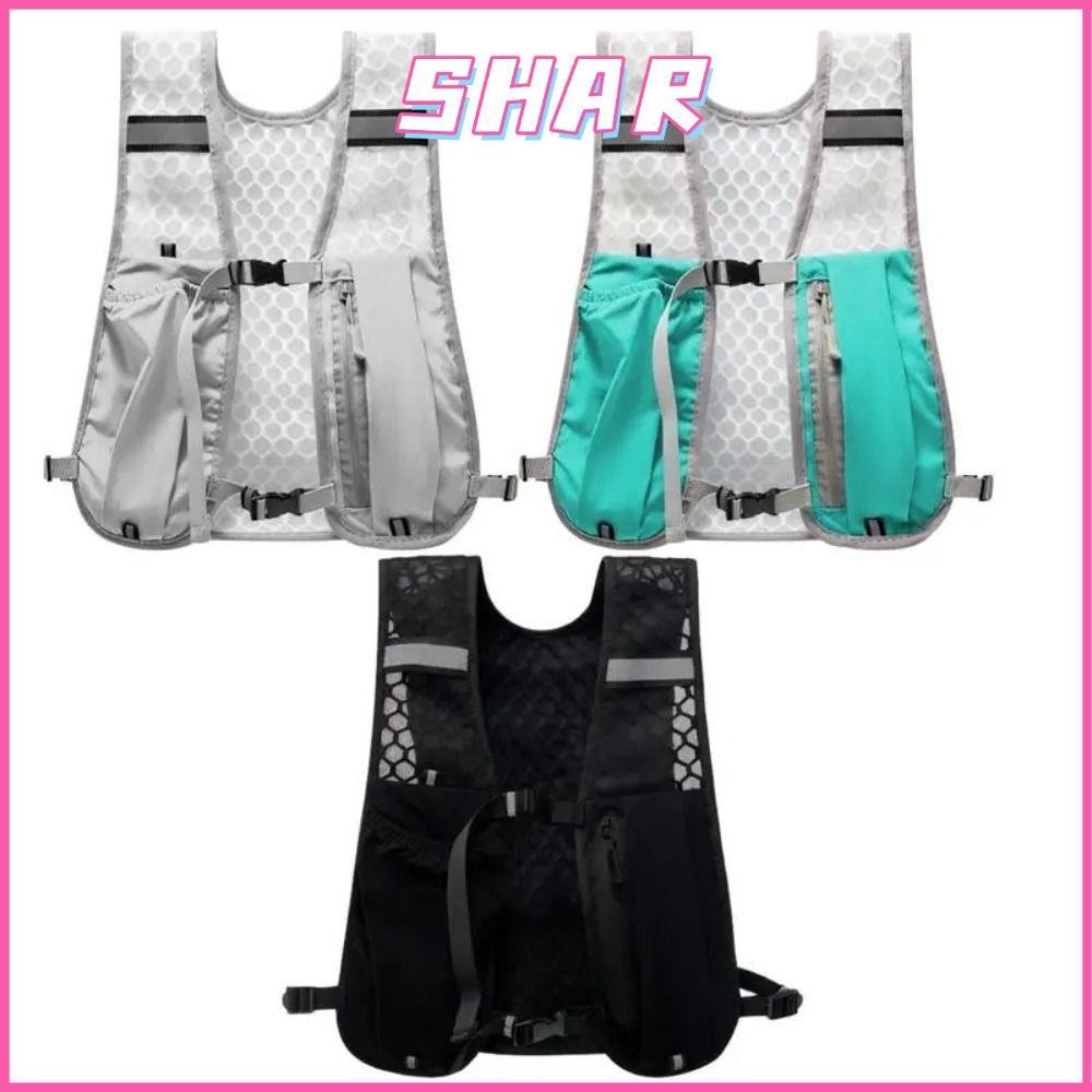 SHAR ใหม่สะท้อนแสงวิ่งเสื้อกั๊กกระเป๋ายืดหยุ่นข้ามประเทศมาราธอนไฮเดรชั่กระเป๋าเป้สะพายหลังระบายอากาศแจ็คเก็ตแพ็คสําหรับขี่จักรยานเดินป่า