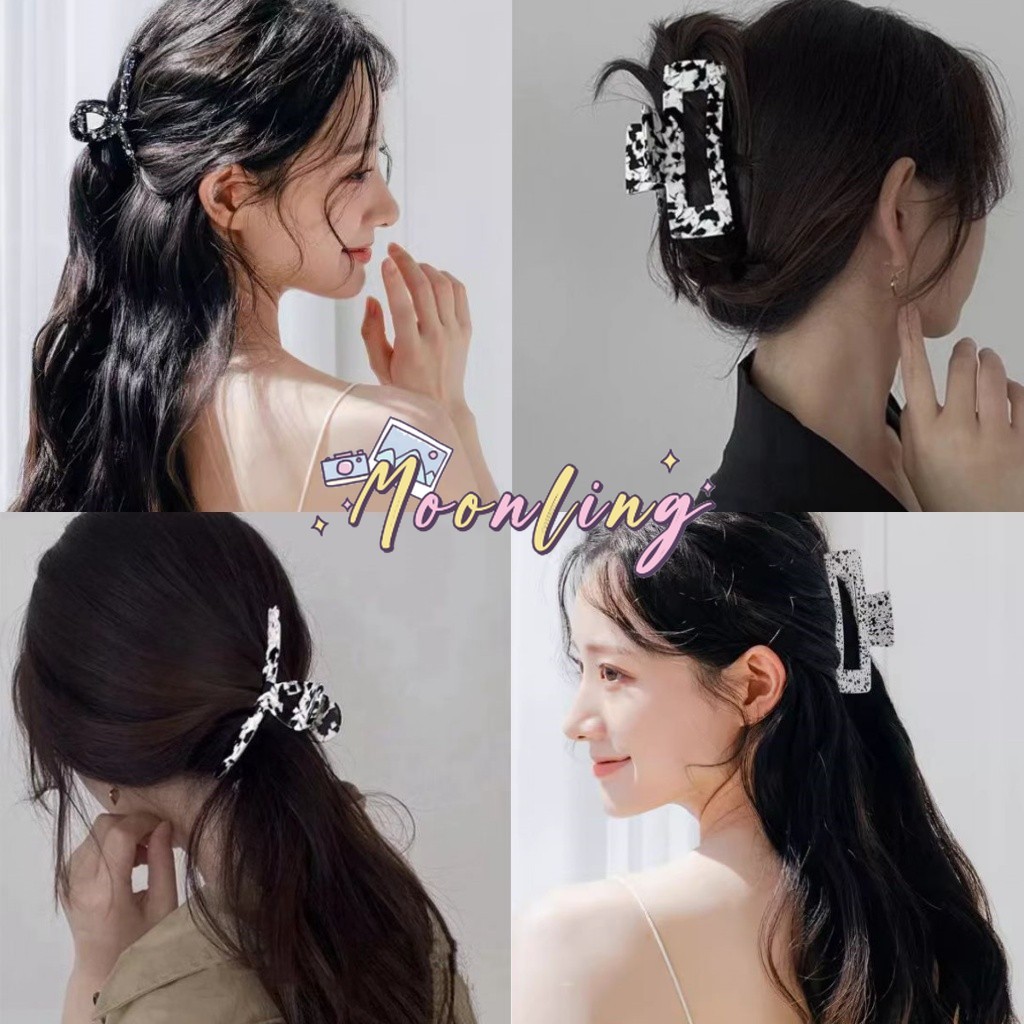 Moonling พร้อมส่งจากไทย กิ๊ฟหนีบผม ลายหินอ่อนขาวและดำ สีพื้น ใส่ได้ง่ายๆทุกๆวัน *VO-15*