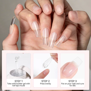 BORN PRETTY 2 ชิ้น No-Sticky Quick Extension เล็บเจลชุด 60g Clear Milky White 3D แกะสลัก Moulding กาว Soak Off Construction UV GEL Vernis
