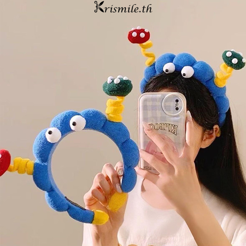 COD-ในไทย💖น่ารัก ตุ๊กตา ตาโต ที่คาดผม ตลก ทำด้วยมือ ล้างหน้า แฟชั่น ผู้หญิง-Kri