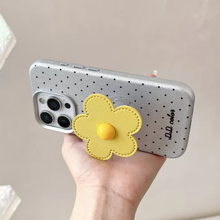 Dopamine Flower Bracket Polka Dot หนังเคสโทรศัพท์สําหรับ iPhone 17ProMax 16Plus 15 14 13 12 11 กันกระแทกป้องกันปลอก