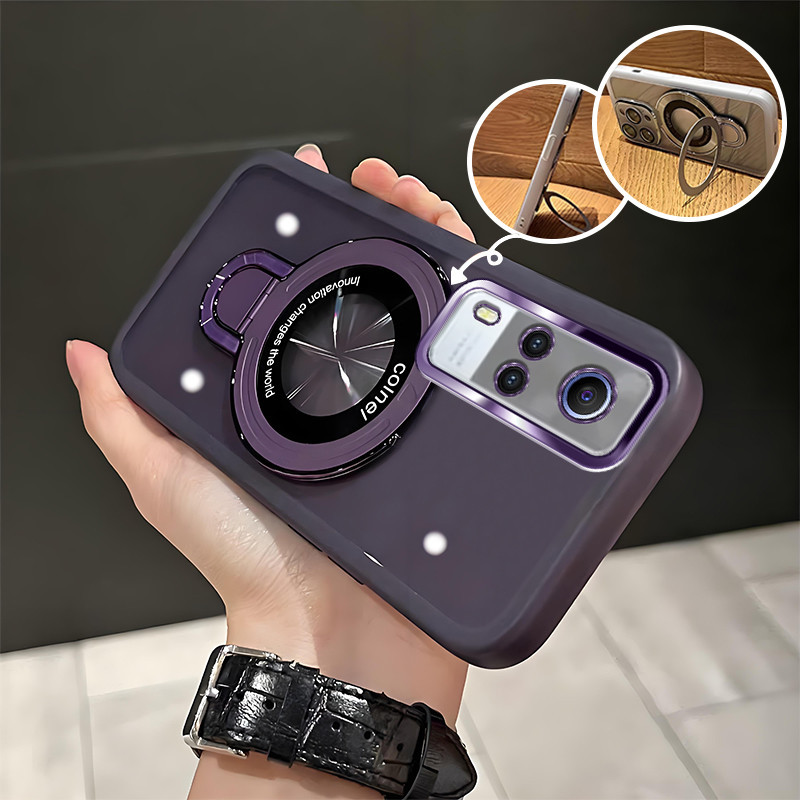 สําหรับ VIVO Y31 Y51 2020 Y51A Y53S เคสโทรศัพท์ขาตั้งแม่เหล็กสําหรับClearกล้องPronectionเลนส์ปลอกโปร