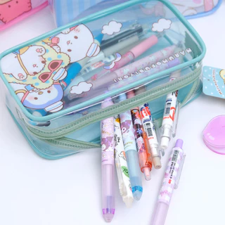 Sanrio - กระเป๋าดินสอ กระเป๋าเครื่องสำอาจ ลายการ์ตูน สีใส PVC กันน้ำ ลายน่ารัก - ลิขสิทธิ์แท้