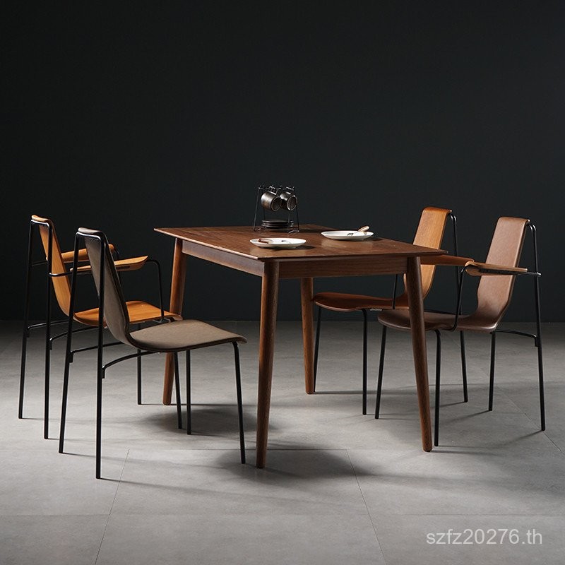 Iron Lazy Space Retro โต๊ะหรูหรา Minimalist LOFT หนังเก้าอี้รับประทานอาหาร Cafe อุตสาหกรรมสไตล์เก้าอ