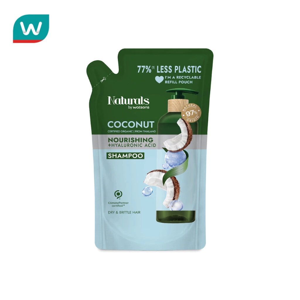 Naturals by Watsons เนเชอรัล บาย วัตสัน โคโคนัท นูริชชิ่ง แชมพู 450มล.(รีฟิล)
