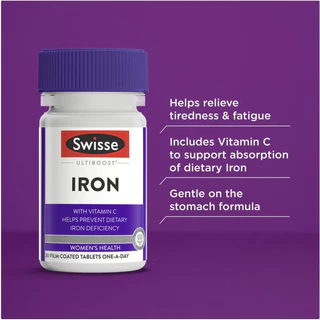 Swisse Ultiboost Iron 30 Tablets ธาตุเหล็ก บำรุงเลือด ป้องกันโลหิตจาง เหน็บชา