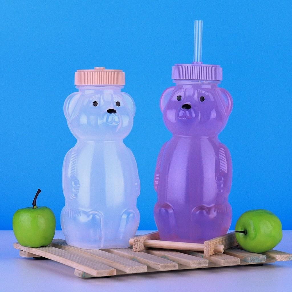 ถ้วยฟางเด็กหมีน้อยขวดน้ําเด็กดื่ม Sippy ถ้วย 8 ออนซ์ Sippy ขวดอาหาร-เกรด & Bpa ฟรีเด็กเครื่องดื่มคอนเทนเนอร์รั่วไหลพร้อม 1 ยืดหยุ่นการ์ตูนน่ารัก 230Ml