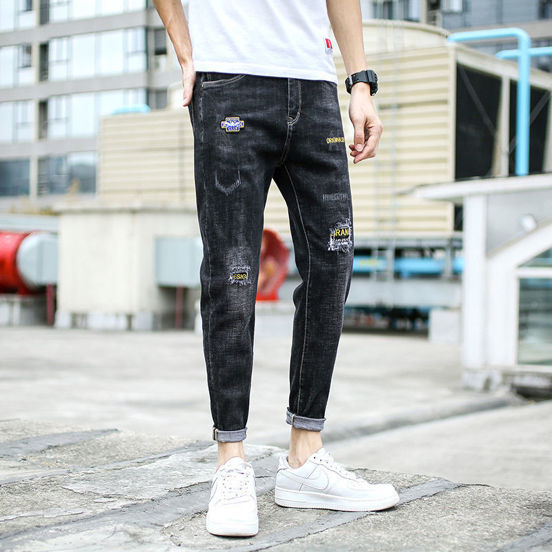 春季牛仔裤男九分2022年新款爆款潮流修身小脚裤弹力薄款潮男9分Spring jeans for men, September 2022 new collection20250716