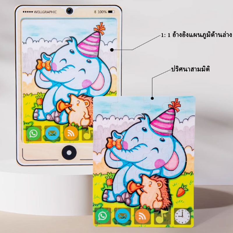 Sukha จิ๊กซอว์ไม้เด็ก ของขวัญเด็กคริสต์มาส ของเล่นเด็ก จิ๊กซอว์ไม้ พร้อมกรอบไม้ 24ชิ้น ของเล่นเสริมพัฒนาการ ภาพการ์ตูนน่ารัก - รูปที่ 3