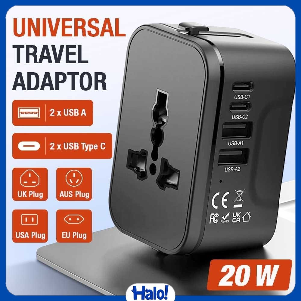 LENCENT Universal Travel Adapter Multi Port USB Type C UK EU USA 20W - HHT205