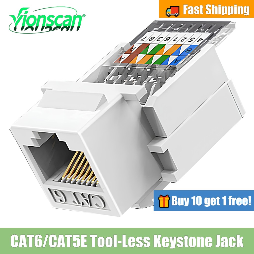 Vionscan 1PCS Cat6 Cat5e RJ45 เครื่องมือ-Less ไม่มี Punch Down เครื่องมือที่จําเป็น Keystone Ethernet โมดูลหญิงแจ็คเครือข่าย Connector Wall Adapter Coupler