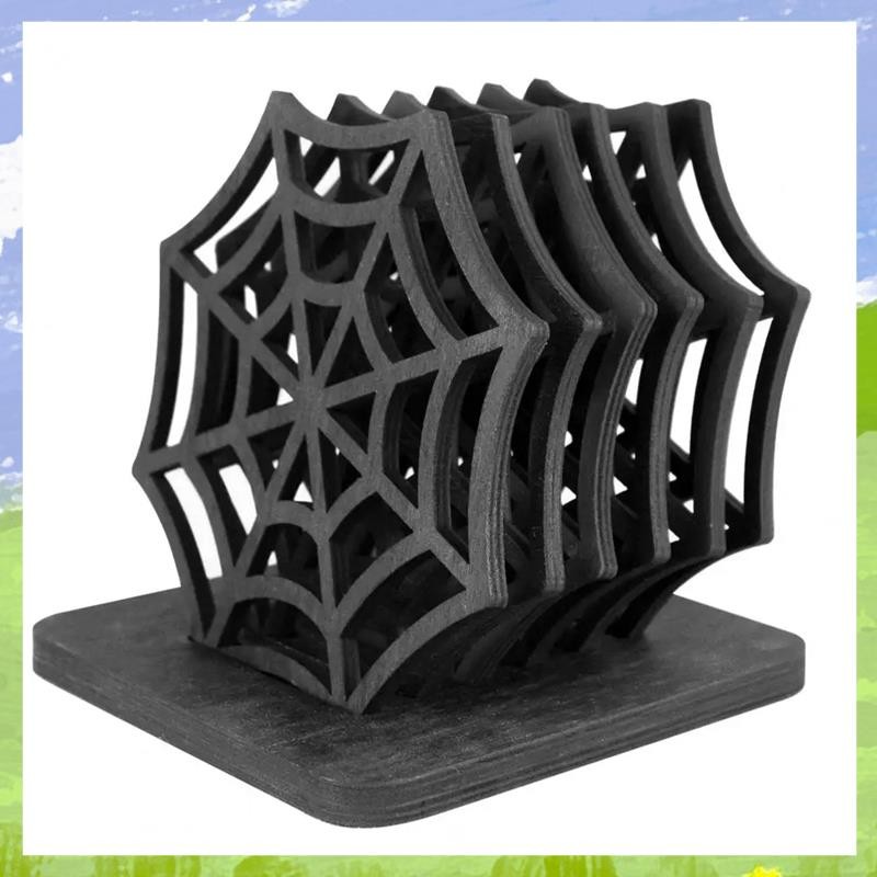 Spider Coaster Table Decor Spooky Spider Web Coasters Festive Halloween Table Placemats สําหรับตกแต่